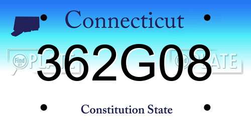 362G08 Connecticut License Plate