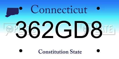 362GD8 Connecticut License Plate