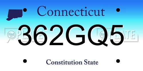 362GQ5 Connecticut License Plate