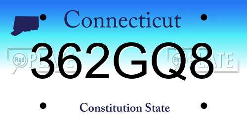 362GQ8 Connecticut License Plate