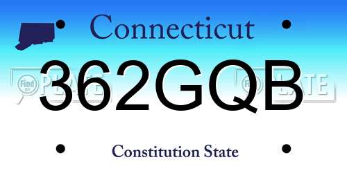 362GQB Connecticut License Plate