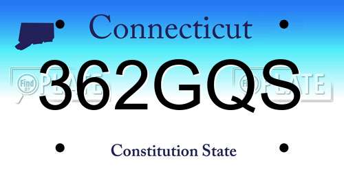 362GQS Connecticut License Plate