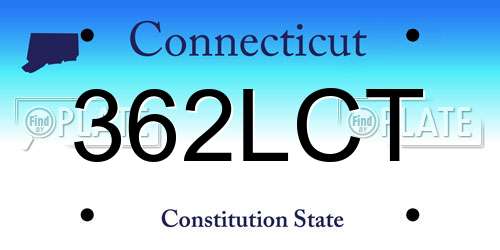 362LCT Connecticut License Plate