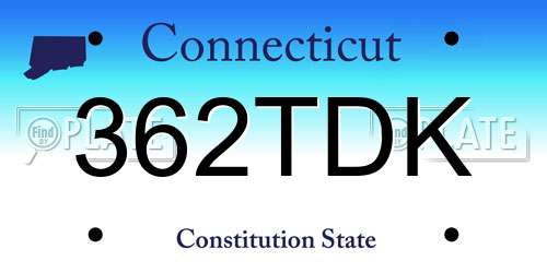 362TDK Connecticut License Plate