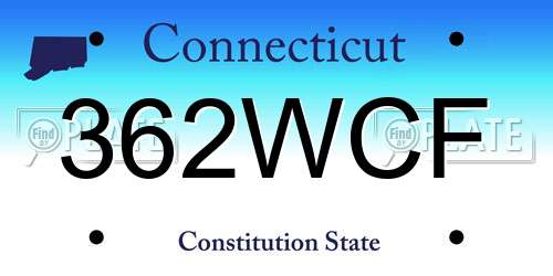 362WCF Connecticut License Plate