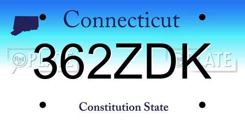 362ZDK Connecticut License Plate
