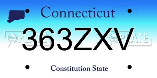 363ZXV Connecticut License Plate