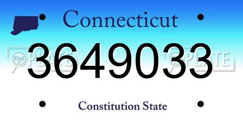 3649033 Connecticut License Plate