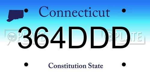 364DDD Connecticut License Plate