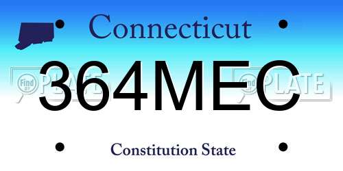 364MEC Connecticut License Plate