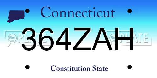 364ZAH Connecticut License Plate
