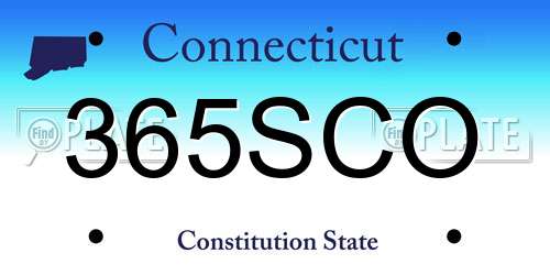 365SCO Connecticut License Plate