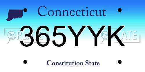 365YYK Connecticut License Plate