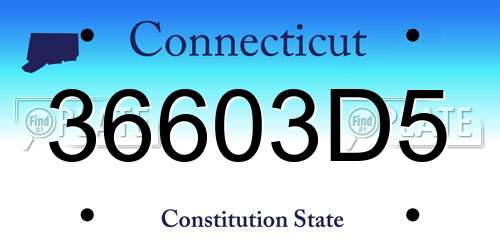36603D5 Connecticut License Plate