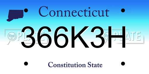 366K3H Connecticut License Plate