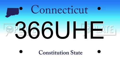 366UHE Connecticut License Plate