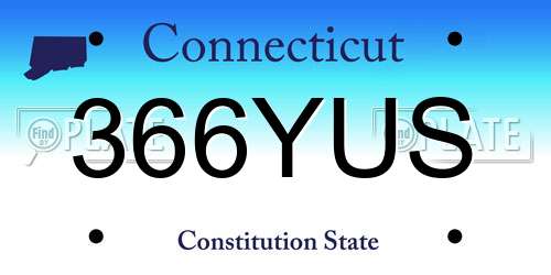 366YUS Connecticut License Plate