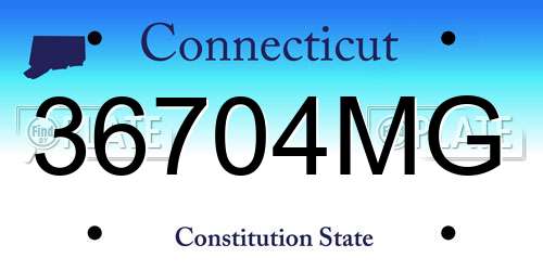 36704MG Connecticut License Plate