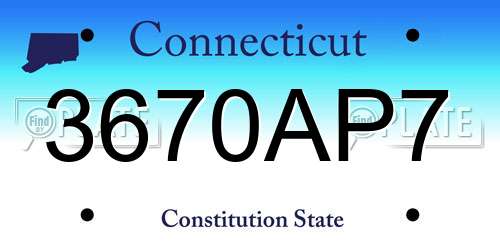 3670AP7 Connecticut License Plate