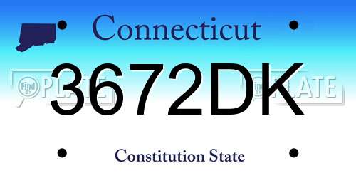 3672DK Connecticut License Plate