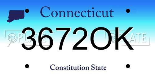 3672OK Connecticut License Plate