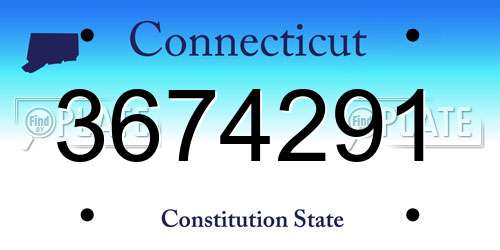 3674291 Connecticut License Plate