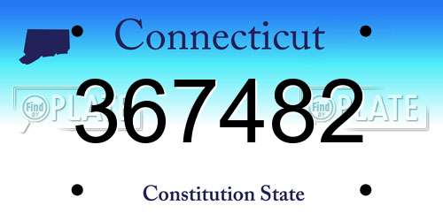 367482 Connecticut License Plate
