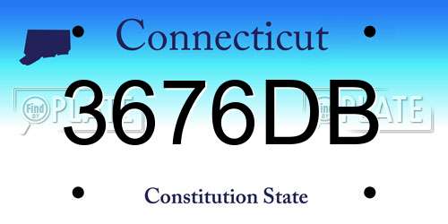 3676DB Connecticut License Plate
