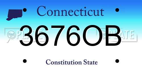 3676OB Connecticut License Plate