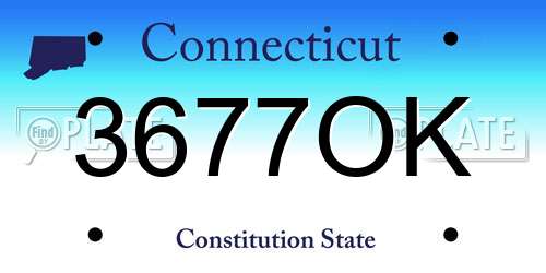 3677OK Connecticut License Plate
