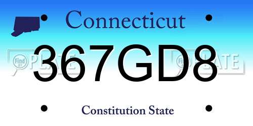367GD8 Connecticut License Plate