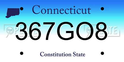 367GO8 Connecticut License Plate