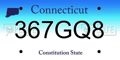 367GQ8 Connecticut License Plate