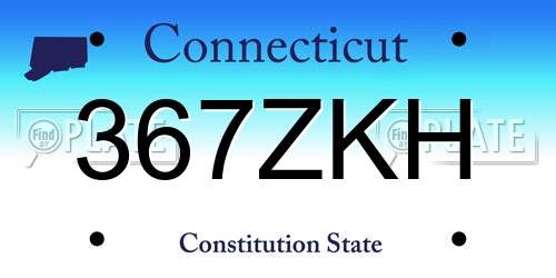 367ZKH Connecticut License Plate