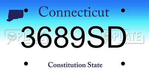3689SD Connecticut License Plate