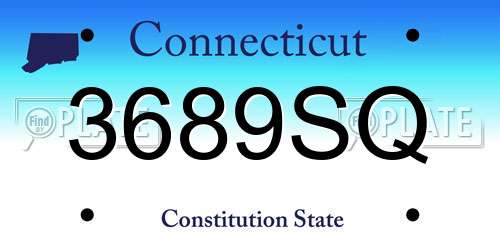 3689SQ Connecticut License Plate
