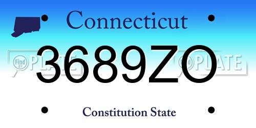 3689ZO Connecticut License Plate