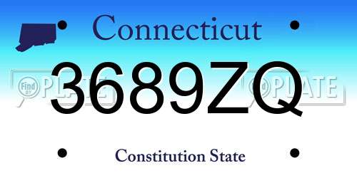 3689ZQ Connecticut License Plate
