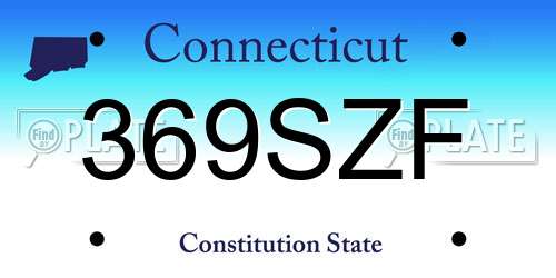 369SZF Connecticut License Plate