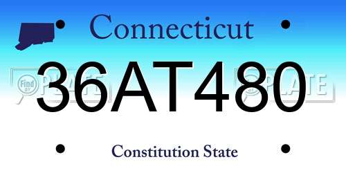 36AT480 Connecticut License Plate