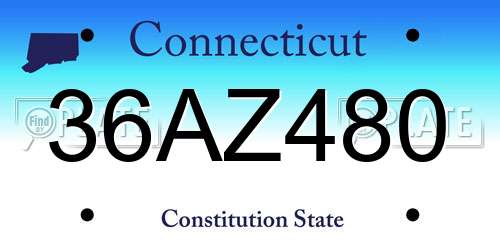 36AZ480 Connecticut License Plate
