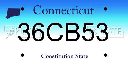 36CB53 Connecticut License Plate