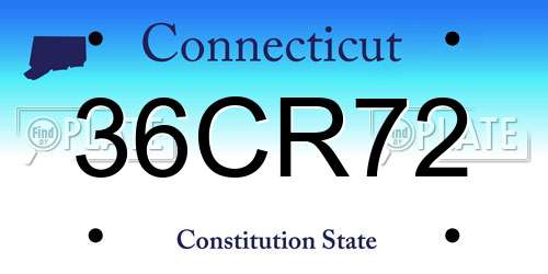 36CR72 Connecticut License Plate
