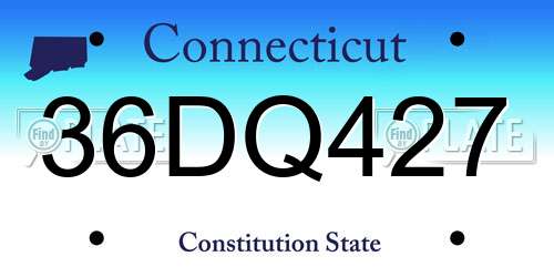 36DQ427 Connecticut License Plate
