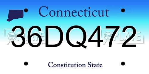 36DQ472 Connecticut License Plate