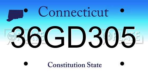 36GD305 Connecticut License Plate