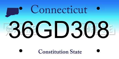36GD308 Connecticut License Plate
