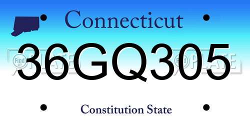 36GQ305 Connecticut License Plate