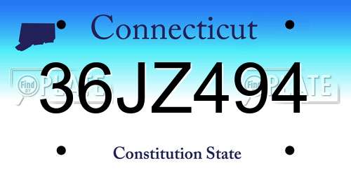36JZ494 Connecticut License Plate