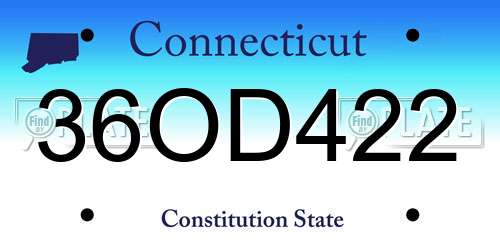 36OD422 Connecticut License Plate
